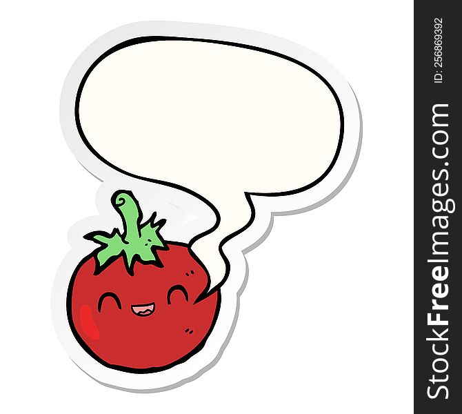 Cute Cartoon Tomato And Speech Bubble Sticker