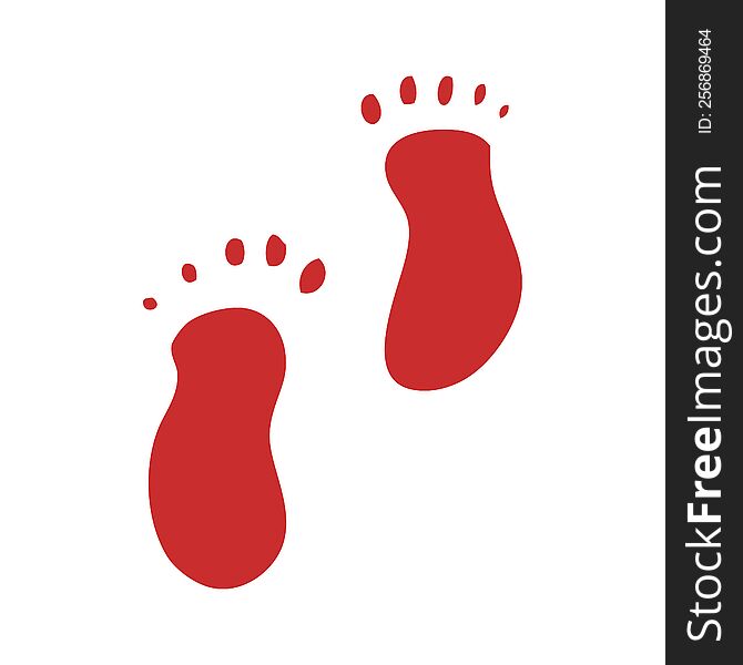 flat color illustration cartoon foot prints