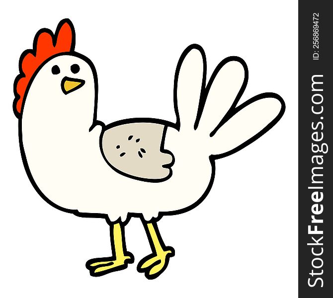 hand drawn doodle style cartoon chicken