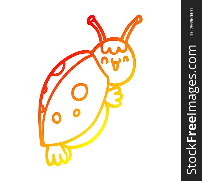 Warm Gradient Line Drawing Cute Cartoon Ladybug