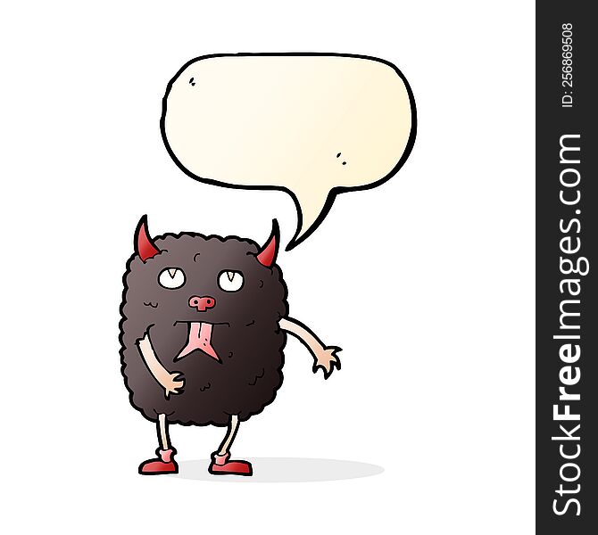 Funny Cartoon Monster With Speech Bubble