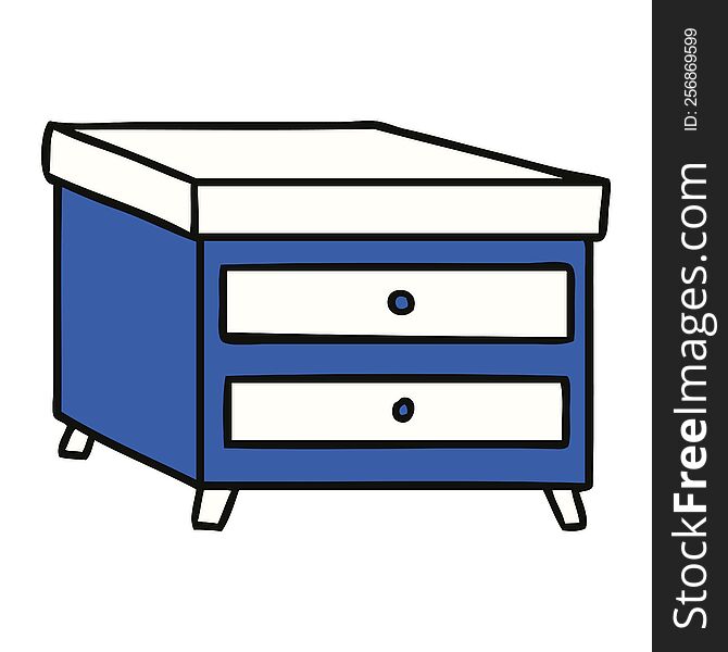 hand drawn cartoon doodle of a bedside table