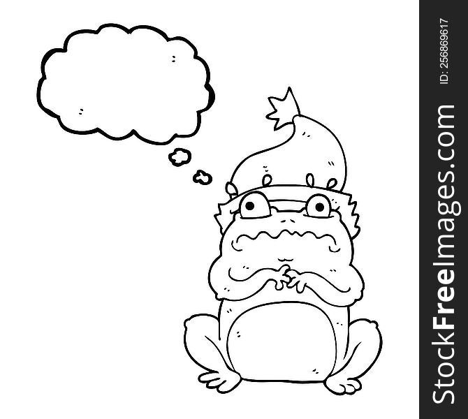 Thought Bubble Cartoon Frog In Christmas Hat