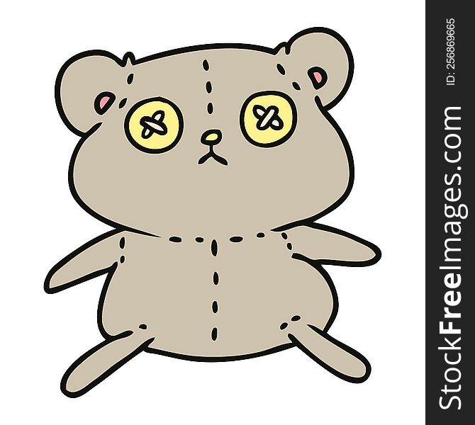Cartoon Of A Cute Stiched Up Teddy Bear