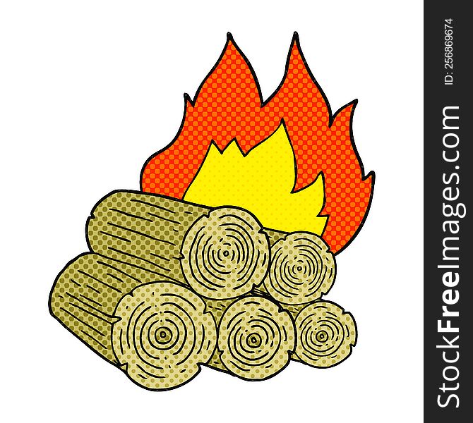 freehand drawn cartoon burning logs