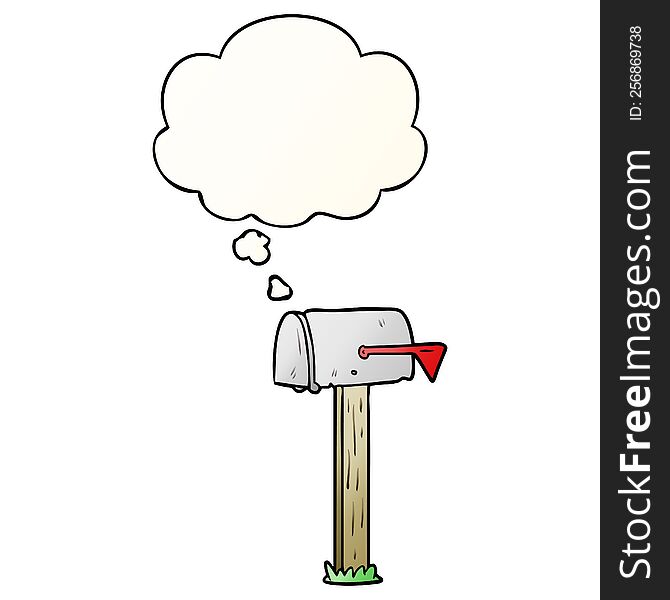 Cartoon Mailbox And Thought Bubble In Smooth Gradient Style