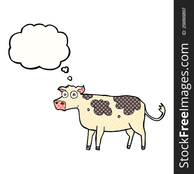 freehand drawn thought bubble cartoon cow