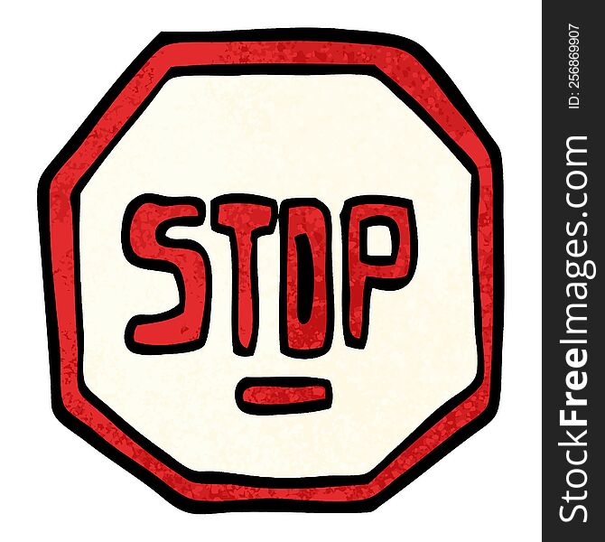 grunge textured illustration cartoon stop sign