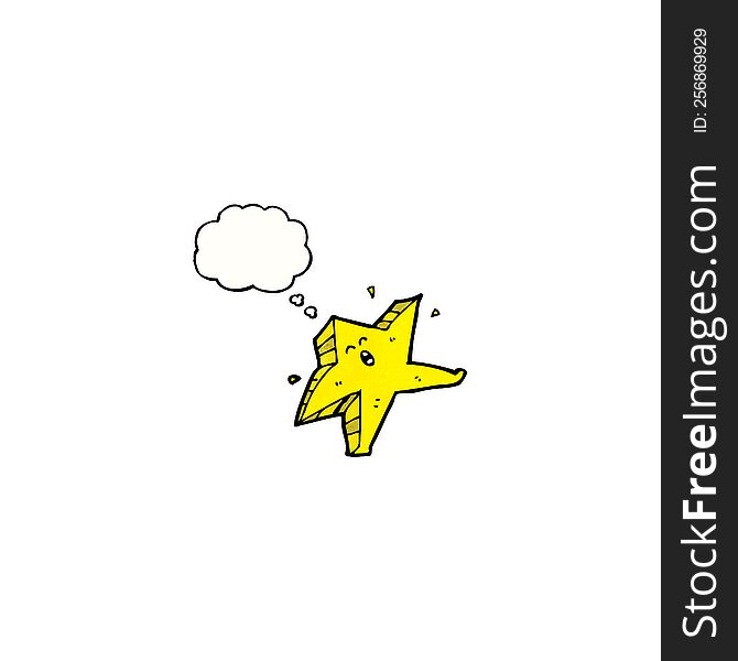 star cartoon character with thought bubble
