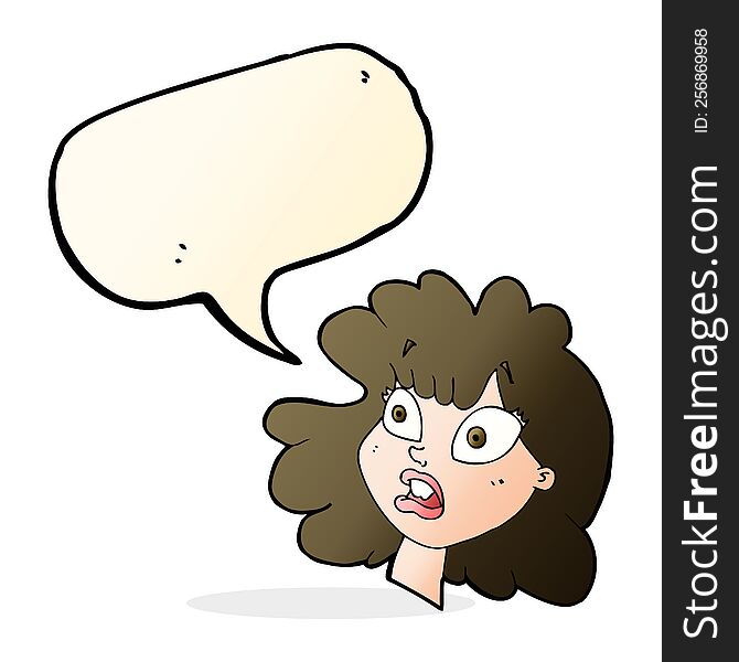 Cartoon Shocked Female Face With Speech Bubble