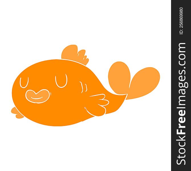 happy flat color style cartoon fish