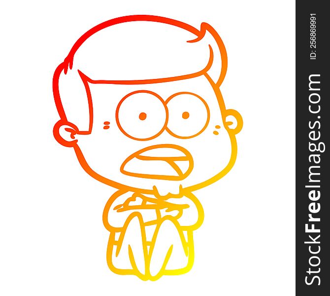 warm gradient line drawing of a cartoon shocked man