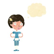 Free Cartoon Woman In French Maid Outfit With Thought Bubble Royalty Free Stock Images - 256870069
