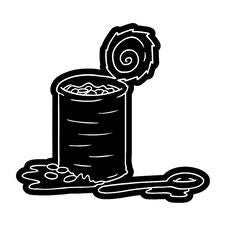 Cartoon Icon Drawing Of An Opened Can Of Beans Stock Images