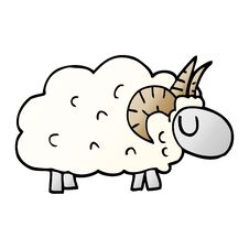 Cartoon Doodle Sheep With Horns Royalty Free Stock Image