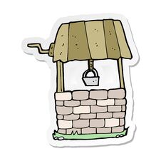 Sticker Of A Cartoon Wishing Well Royalty Free Stock Image