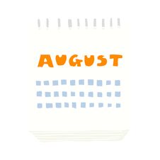 Flat Color Illustration Of A Cartoon Calendar Showing Month Of August Royalty Free Stock Image