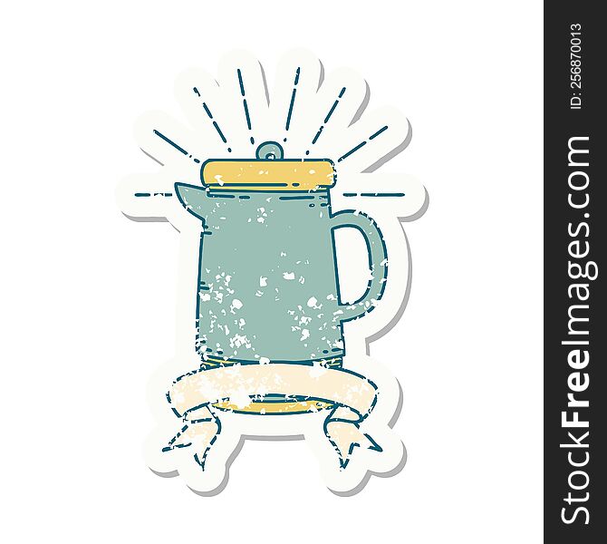 Grunge Sticker Of Tattoo Style Coffee Pot