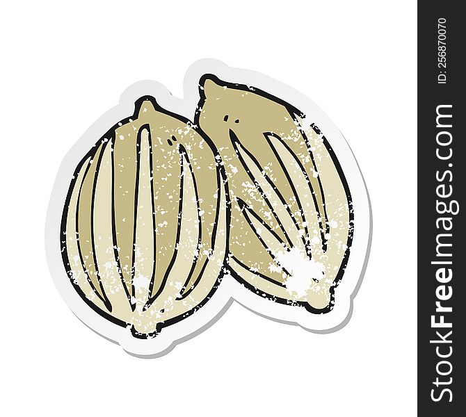 Retro Distressed Sticker Of A Cartoon Seeds