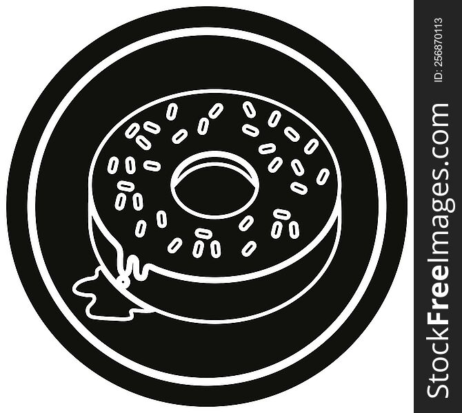 illustration of a tasty iced donut circular symbol. illustration of a tasty iced donut circular symbol