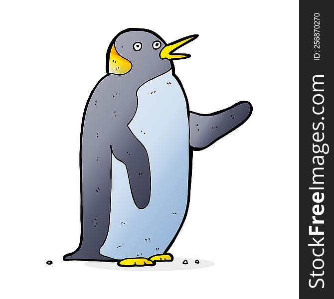cartoon penguin waving