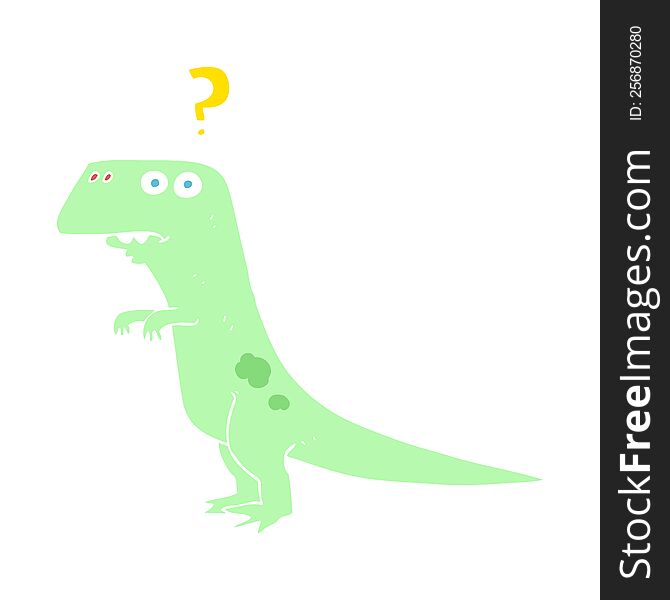 Flat Color Illustration Of A Cartoon Confused Dinosaur