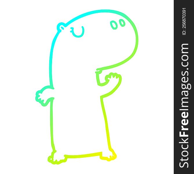 Cold Gradient Line Drawing Cartoon Hippopotamus