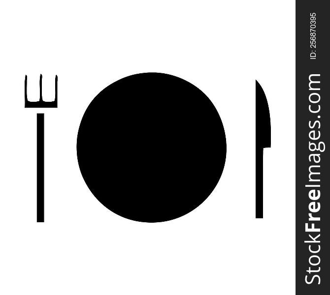 Flat Symbol Plate And Cutlery