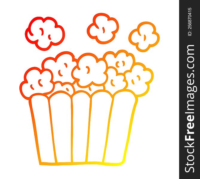 warm gradient line drawing of a cartoon cinema popcorn