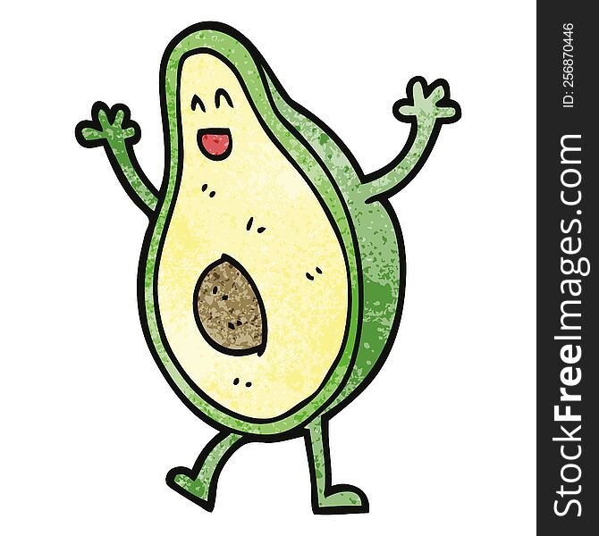 cartoon doodle dancing avocado