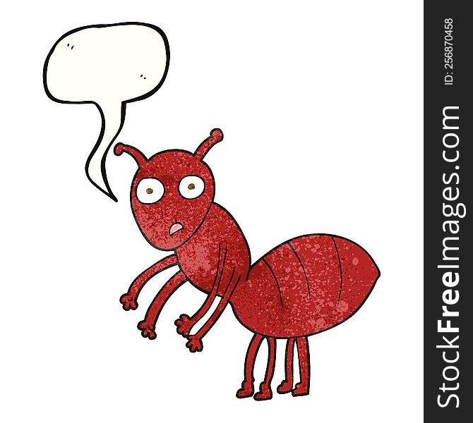 freehand speech bubble textured cartoon ant