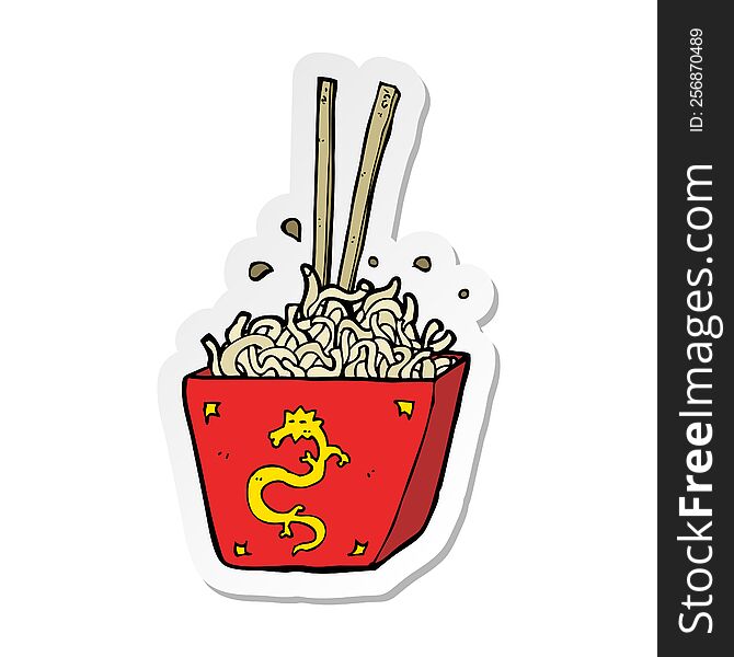 Sticker Of A Cartoon Noodles In Box