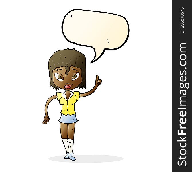 Cartoon Woman Making Point With Speech Bubble