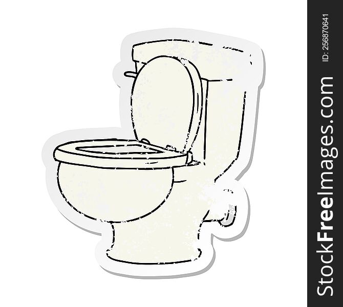 hand drawn distressed sticker cartoon doodle of a bathroom toilet