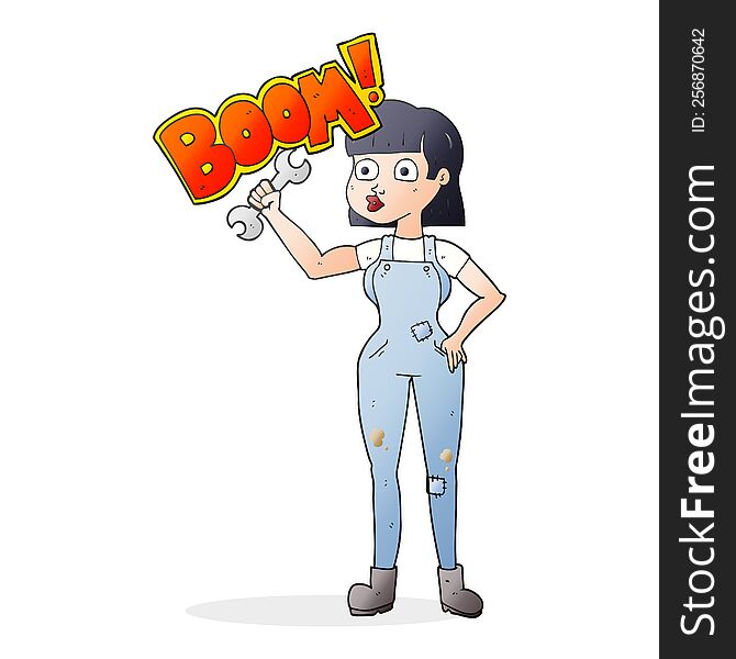 cartoon mechanic woman