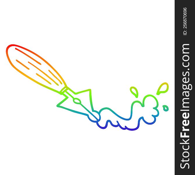 rainbow gradient line drawing of a cartoon fountain pen