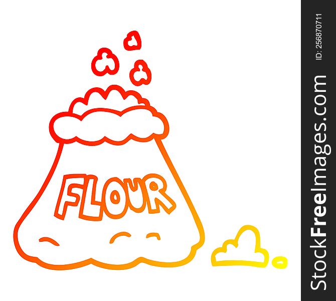 warm gradient line drawing of a cartoon bag of flour