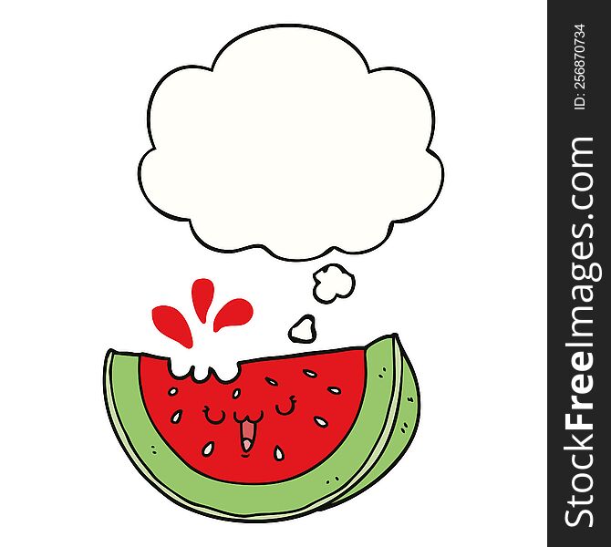 Cartoon Watermelon And Thought Bubble