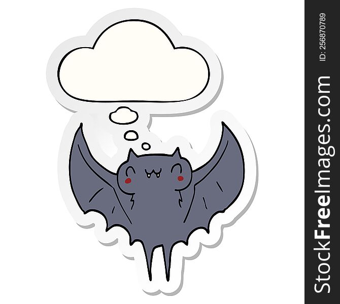 Cartoon Bat And Thought Bubble As A Printed Sticker