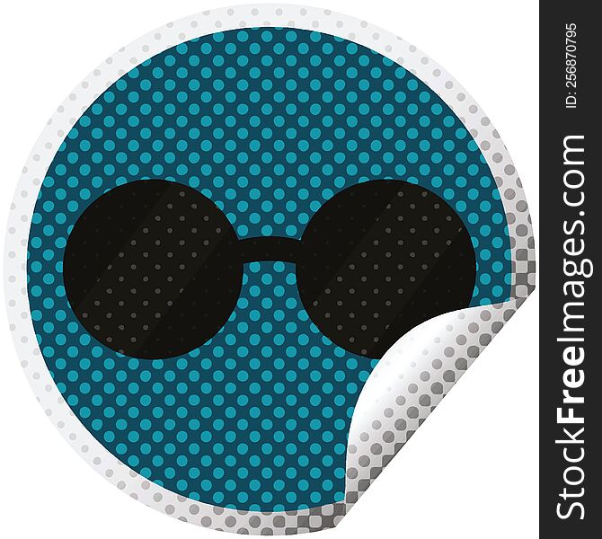 sunglasses graphic vector illustration circular sticker. sunglasses graphic vector illustration circular sticker