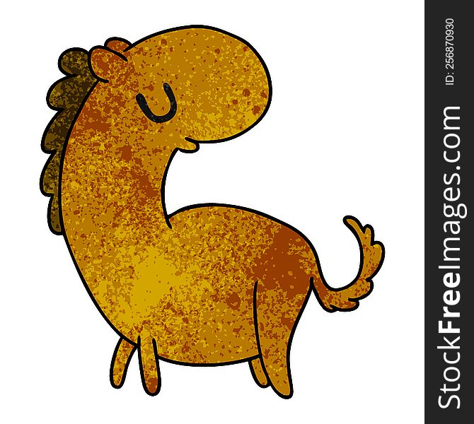 textured cartoon illustration kawaii of a cute horse. textured cartoon illustration kawaii of a cute horse