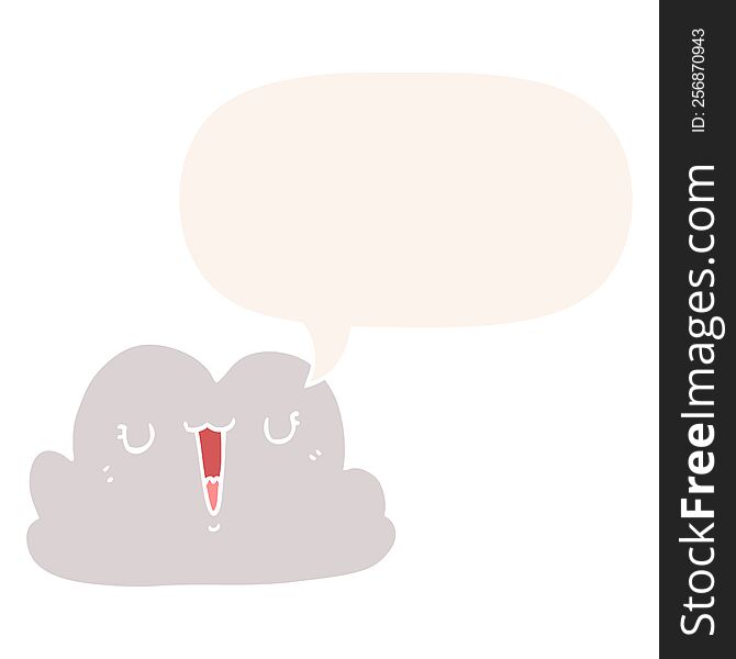 Cute Cartoon Cloud And Speech Bubble In Retro Style