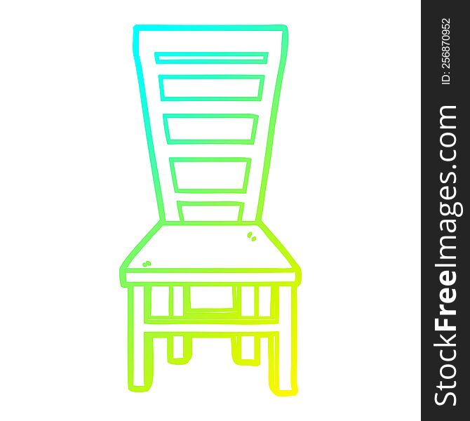 Cold Gradient Line Drawing Old Wooden Chair Cartoon
