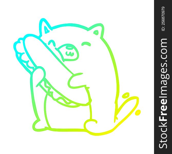 cold gradient line drawing of a cat loving the amazing sandwich he\'s just made for lunch