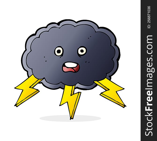 cartoon cloud and lightning bolt symbol