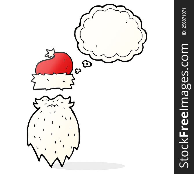freehand drawn thought bubble cartoon santa hat and beard
