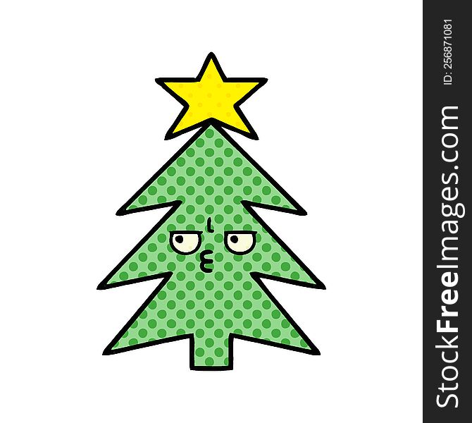 Comic Book Style Cartoon Christmas Tree