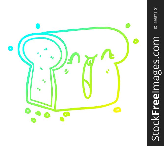cold gradient line drawing of a cartoon laughing loaf of bread