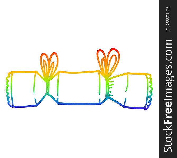 rainbow gradient line drawing of a cartoon xmas cracker