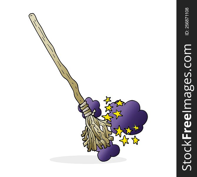 cartoon magical broom